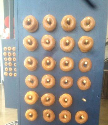 Greeted on entrance by glorious walls of donuts!