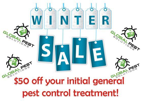 OUR BIGGEST SALE EVER
Global Pest Solution is offering our biggest sale ever! $50 off your initial general pest control treatment!