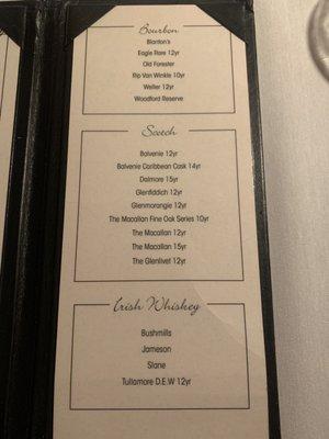 Cocktail menu