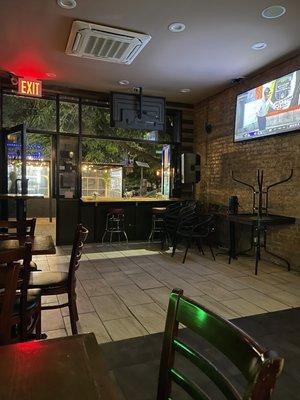 Outdoor seating and TVs