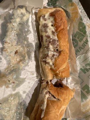 My order was a steak and cheese deluxe.  Light mayo with tomatoes, banana peppers and black pepper.