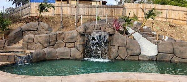 We specialize in tropical pools, with waterfalls, caves and slides.