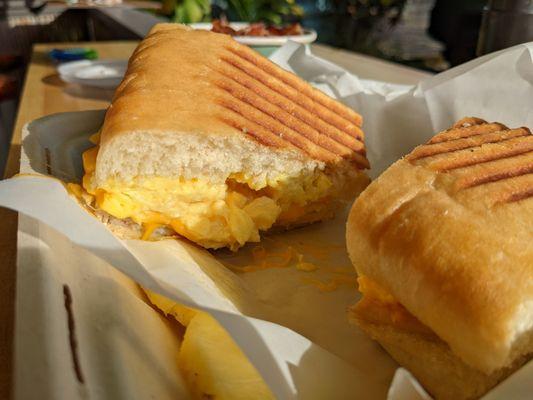 Breakfast sandwich with turkey and cheddar