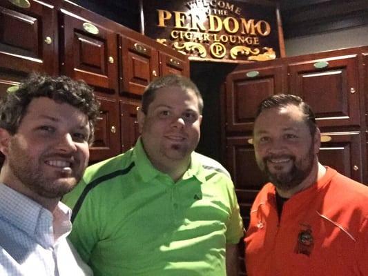 Harris (owner) Lane and Sean at the Perdomo Lounge at Cigars & More Patton Creek