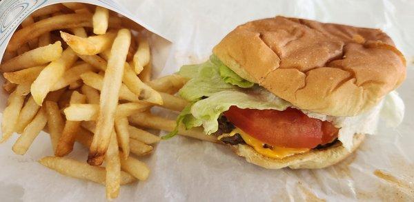 Cheeseburger and fries