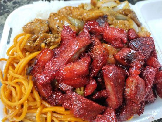 2-item Combo: Barbeque Pork, Pepper Steak, Noodles and Steamed Rice