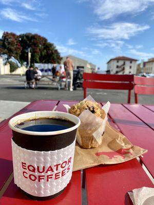 10oz Coffee ($3.25) & Blueberry Muffin ($4)