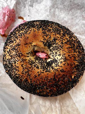 Bagel with strawberry Spread