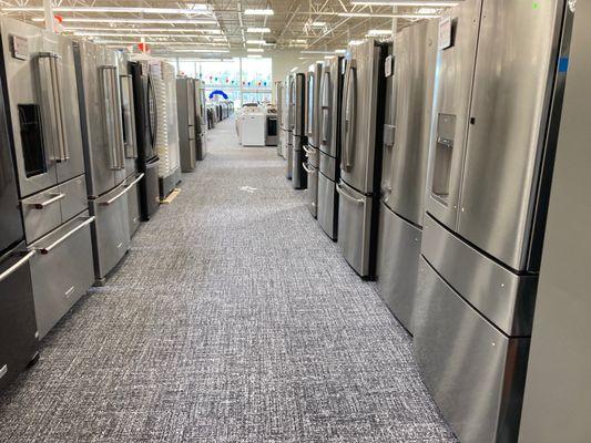 Aisles of refrigerators