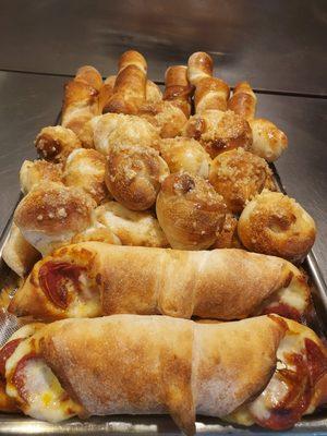 Pepperoni Sticks, Garlic Knots, and Breadsticks