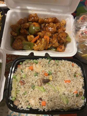 Small General Tao Chicken, Yang Chow Fried Rice