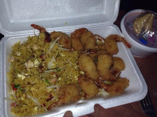 Fried shrimp and pork fried rice