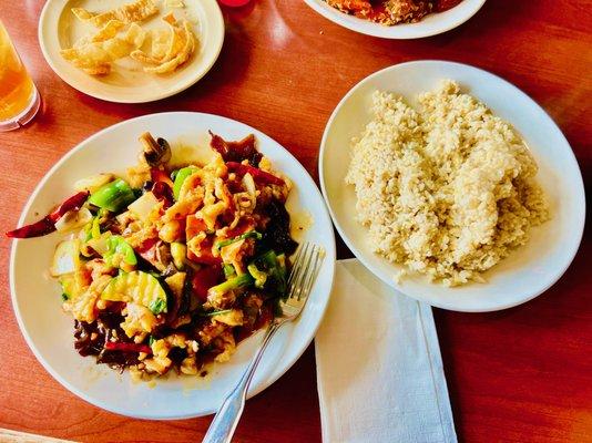 hot garlic Szechuan with brown rice