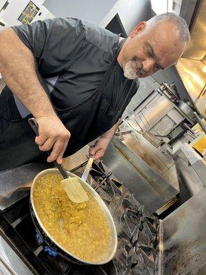 Babo making fresh Pineapple Jam! Used for Pineapple Jam & Ham Sandwich or our Upside-Down Pineapple Pancakes.