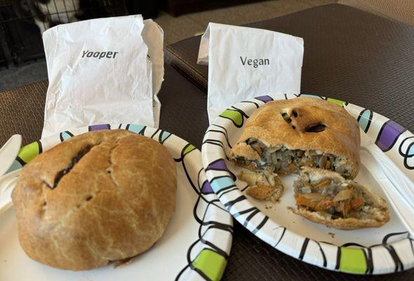 Classic Yooper (beef and pork) and Vegan Pasties. Yummy!