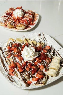 Strawberry banana Nutella crepe                                      strawberry shortcake stacks