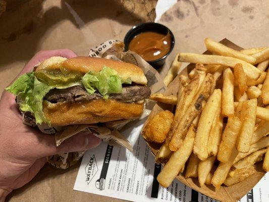 Impossible Veggie Burger and French Fries