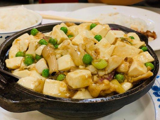 Chicken tofu with salted seafood