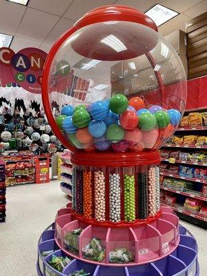 Inside: I dig the giant gumball machine in the candy area here