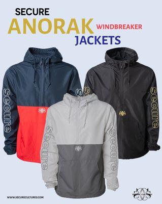 Our New Anorak Windbreaker Jackets for men are stylish and exactly what you need this fall. 1/2 zip pullover jacket with sleeve print.