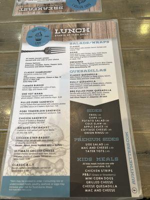 Lunch menu