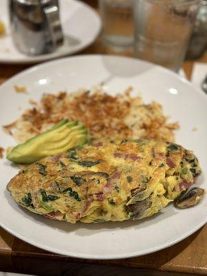 Omelet with veggies and turkey sausage