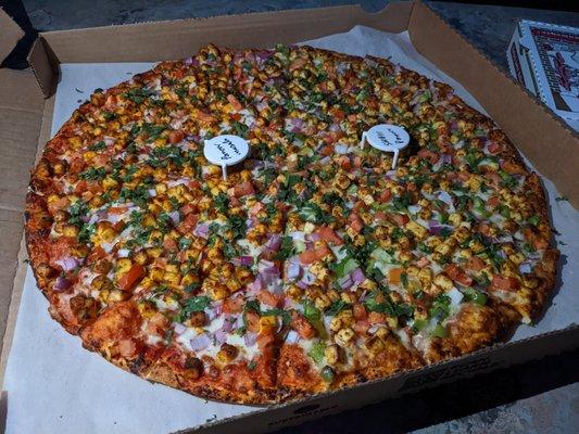 Shahi paneer and paneer masala, extra large pizza