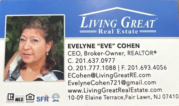 Eve Cohen is one of the Owners of Living Great Real Estate.