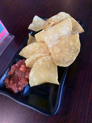 Complimentary salsa and chips