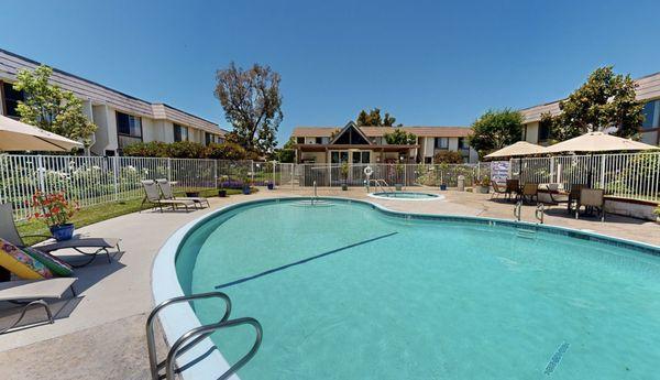 Swimming Pool at The Sandpiper Apartments at Huntington Beach, CA.