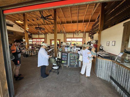 Market serving coffee, danishes, etc.