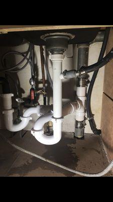 Kitchen drain re-pipe