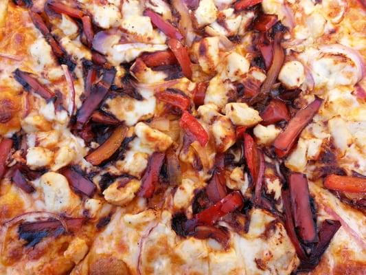 Closer shot of the Buffalo Chicken Pizza