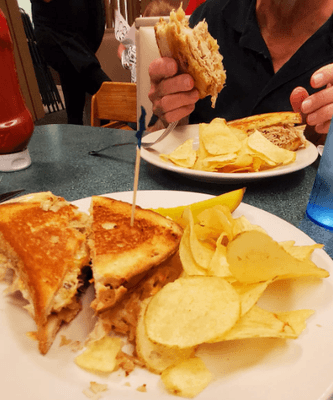 We each had a turkey reuben.  His is "regular" mine is Gluten free.