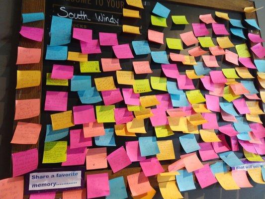 Wall of memories for the South Windy Starbucks, which closed today.