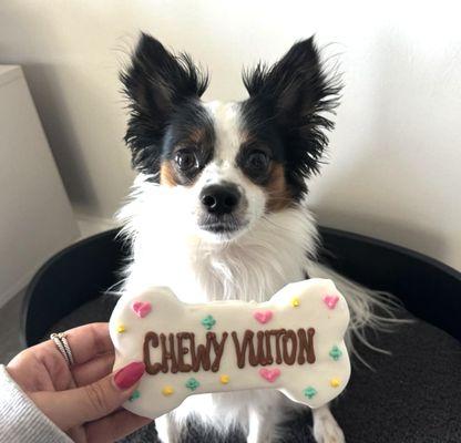 From @gilliansellspalmbeach: Snaks5thAvenchew, is an adorable pet store filled with cute custom treats and unique items perfect for puppie