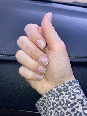 Clear glitter powder dip nails