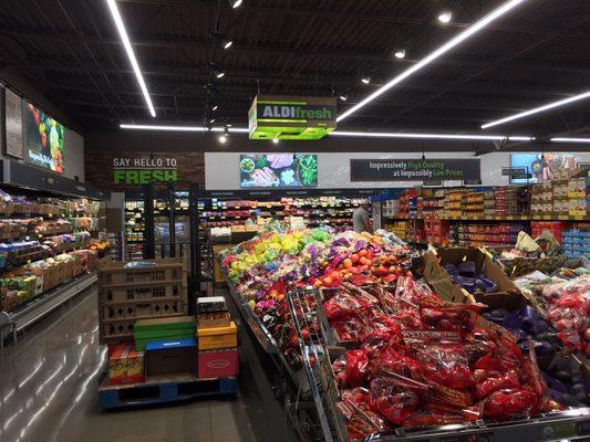 The inside of the newly-remodeled ALDI. I love their produce!