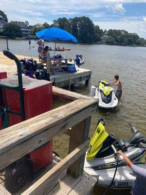 The dock; this is where you get your life jackets and get on and off the jet skis