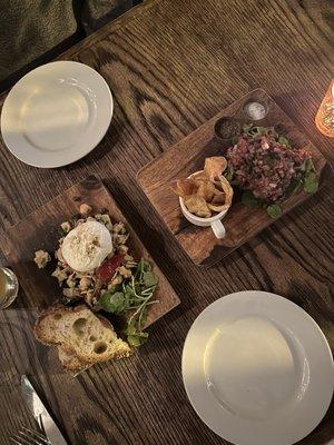 Burrata and steak tartare