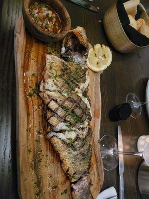 Whole grilled boneless branzino