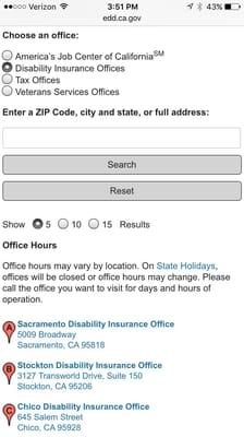 Sacramento Disability Insurance Office  5009 Broadway  Sacramento, CA 95818