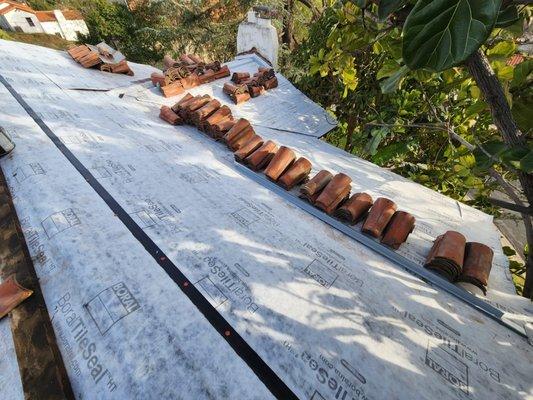 Tile roof tile seal underlayment installed