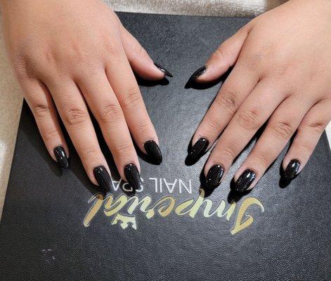 Black powder dip nails, so pretty!