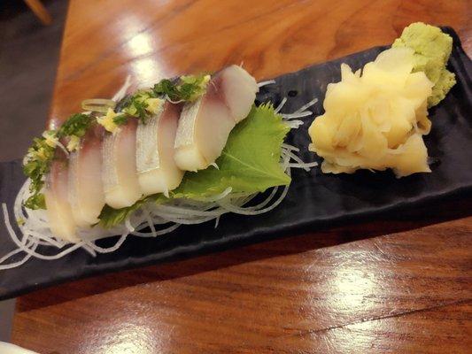 Saba marinated mackerel sashimi