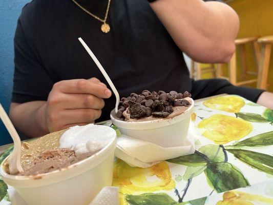 Coconut, Nutella, & coffee (on left) | Nutella's, Romeo and Juliet, & cookies and crème (right) with chocolate chips and Oreo pieces