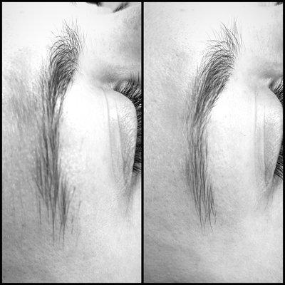 A brow clean up no matter how small makes a better shape!