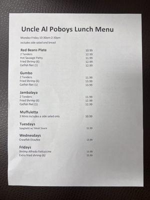 Lunch Menu