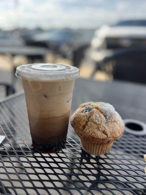 My iced coffee with vanilla flavoring and a blueberry muffin...Both were delicious!