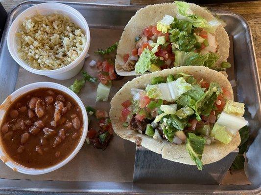 Had the grilled chicken and Tia Maria's carne gusada tacos with corn tortilla!!